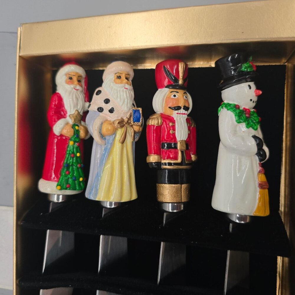 Christopher Radko Holiday Paté Knives Set 4 Cheese Spreaders Christmas Santa - Picture 6 of 10